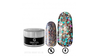 Grattol Gel Crystal Bright 06 - Гель со светоотражающим крупным глиттером, 15 мл